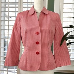 Talbots Woman’s Red & White Gingham Blazer Size 8